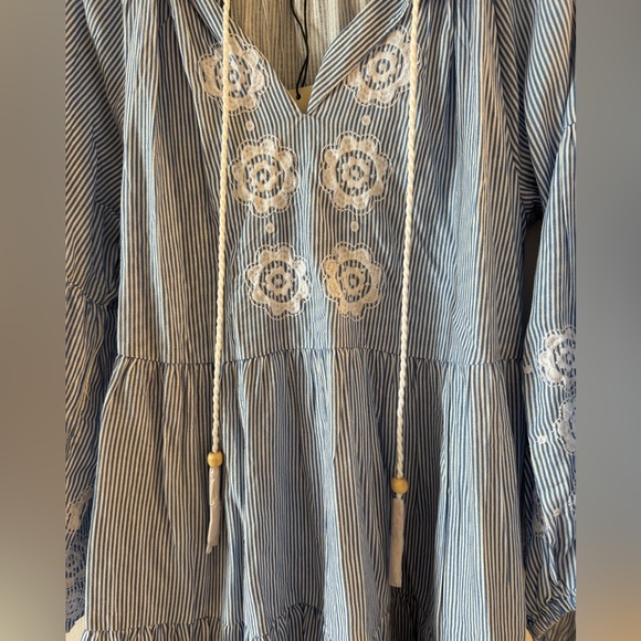 NWT! Tuckernuck Beach Embroidered Nautical Stripe Sea Breeze Coverup - Picture 6 of 7
